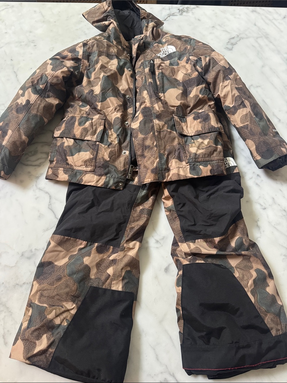 The North Face 3-Piece Camouflage Ski Jacket and Pants Set